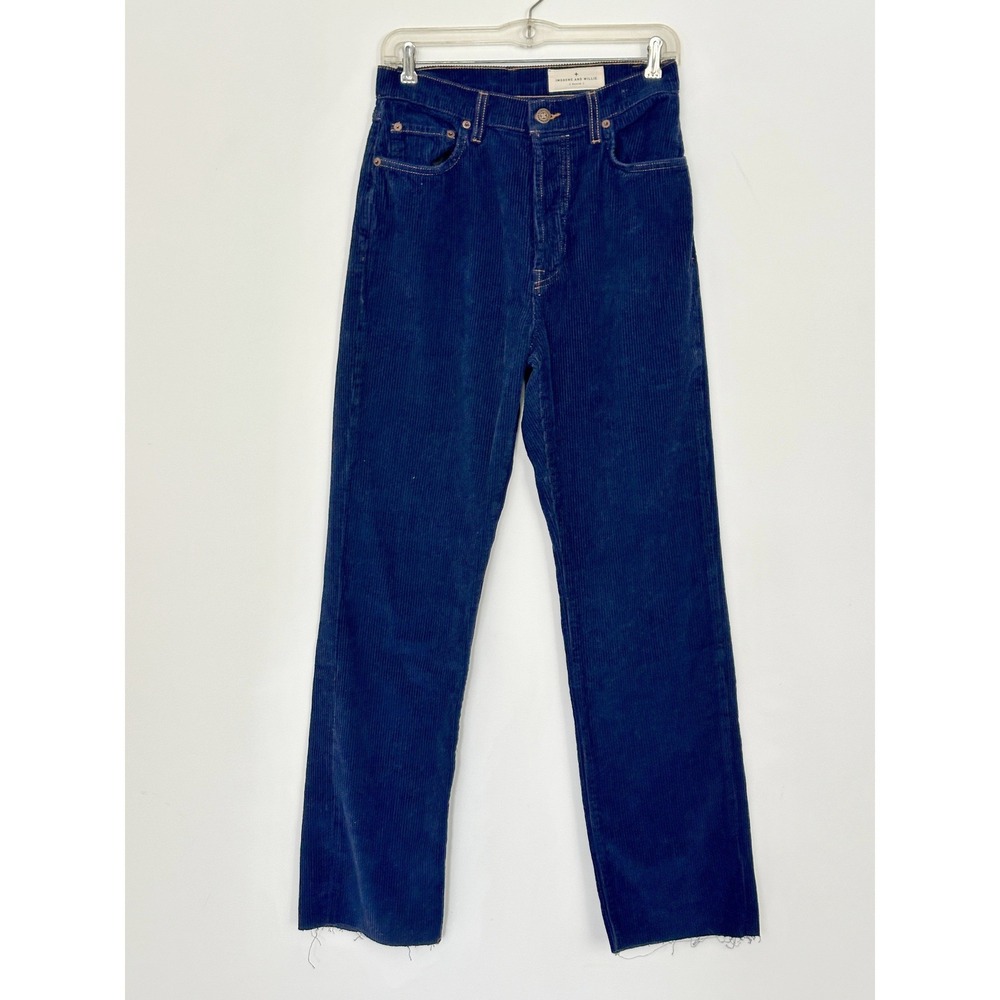 Imogene + Willie Amelia Corduroy Pants Indigo Blue High Rise Straight Size 27